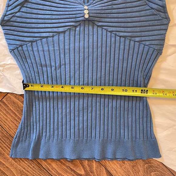 Belldini Ribbed Knit Sleeveless Teal Blue Sweater Top XL - Picture 7 of 8